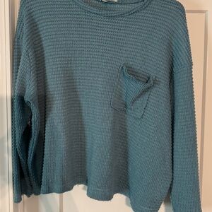 Zenana Outfitters Teal Crew Neck Sweater